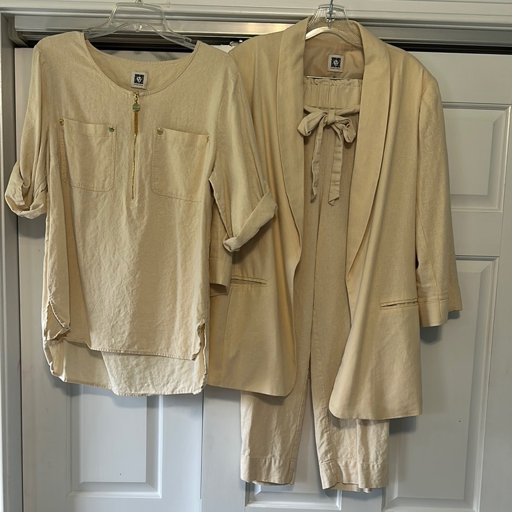 Cream Blouse and Blazer Set